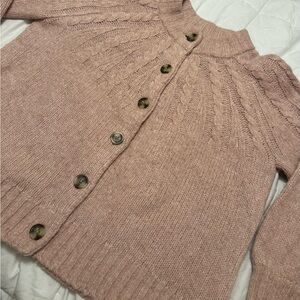 Madewell Harwood Cableknit Mockneck Cardigan Sweater